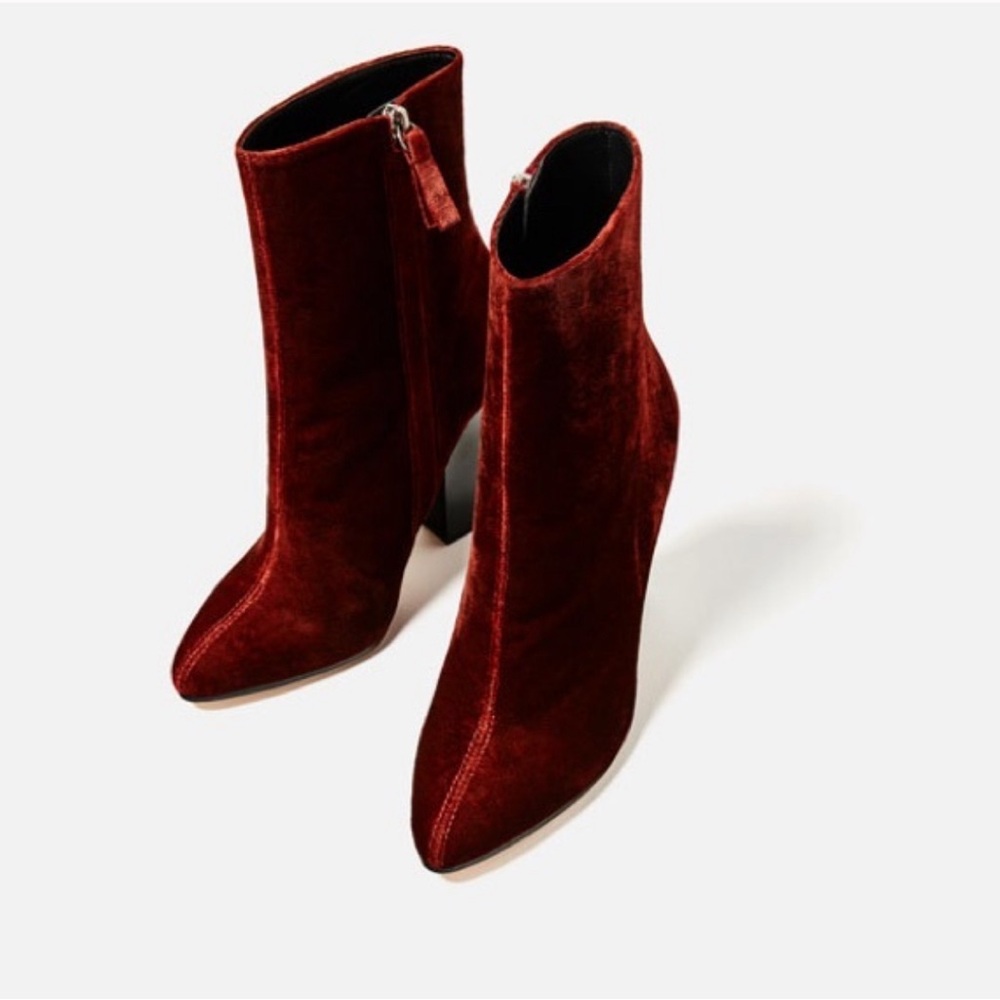 Zara velvet booties,Size 8, EU 39 - Picture 2 of 6